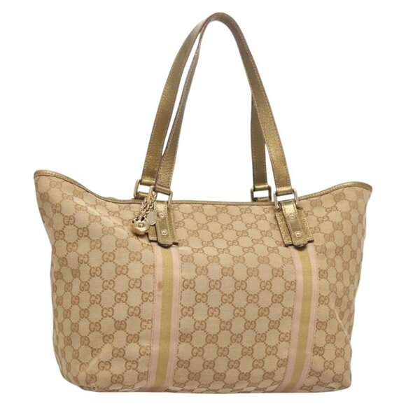GUCCI GG Canvas Sherry Line Hand Bag Beige Gold 139260 Auth mr1366 - Picture 1 of 16